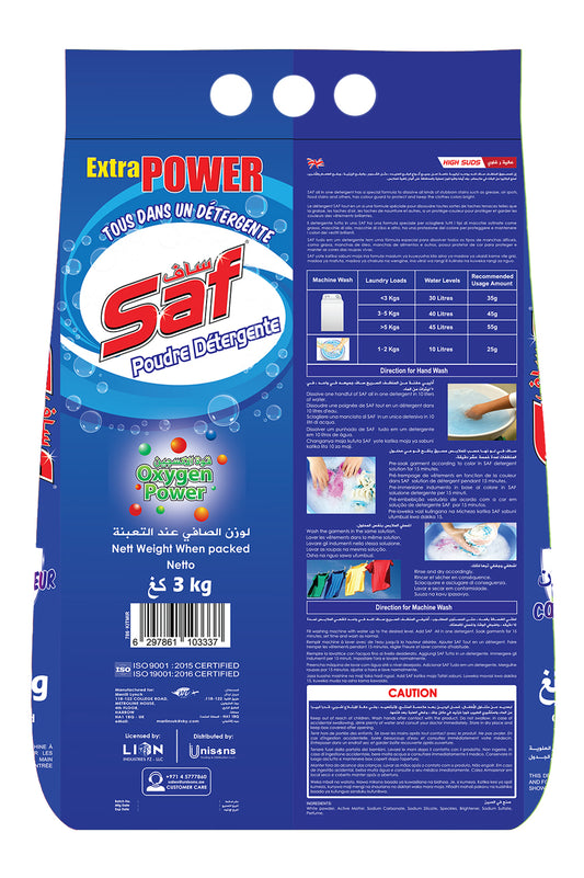 Saf Detergent Powder Blue 3KG