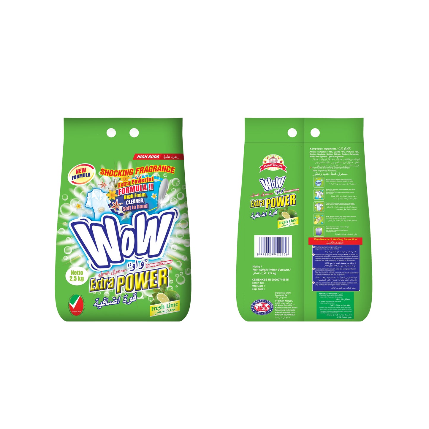 Wow Detergent Powder Lime Green 2.5KG