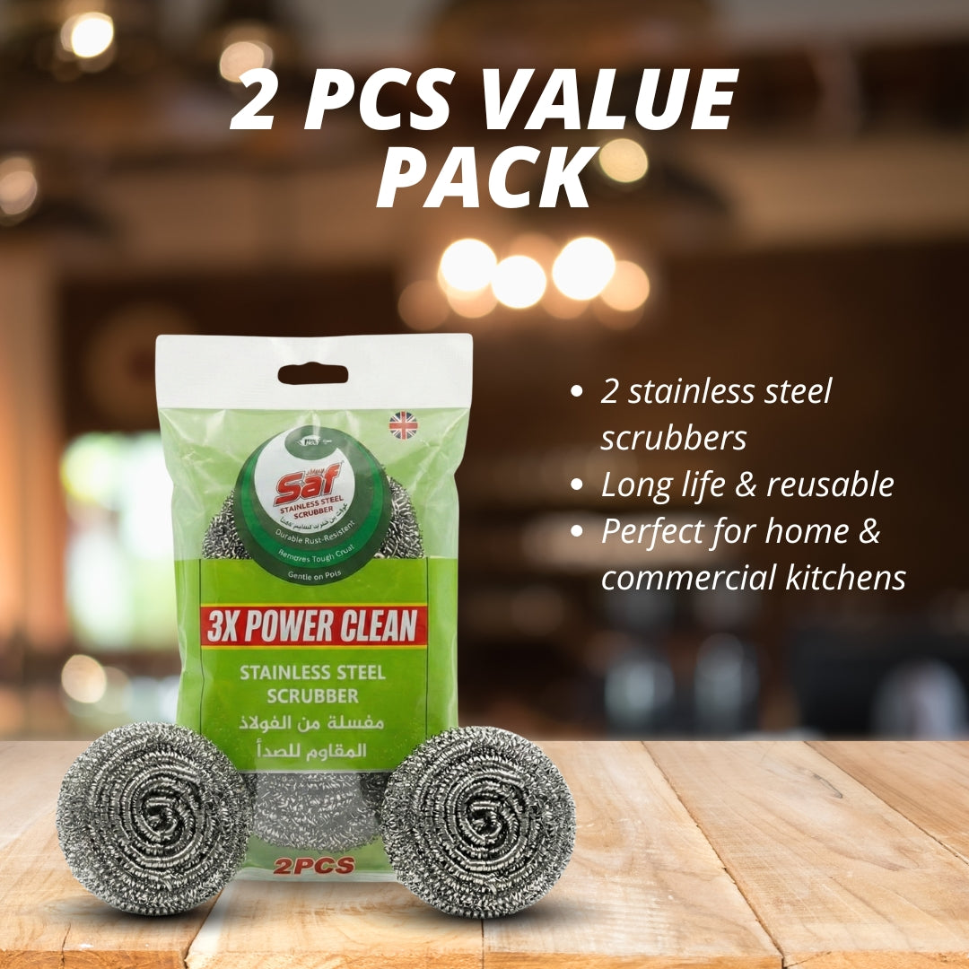 Saf Stainless Steel Spiral Scrub Sponge – Pack of 2
