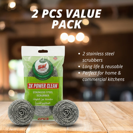 Saf Stainless Steel Spiral Scrub Sponge – Pack of 2