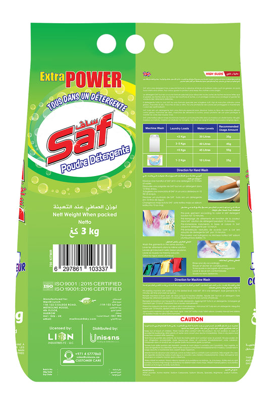 Lessive en poudre Saf verte 3 kg