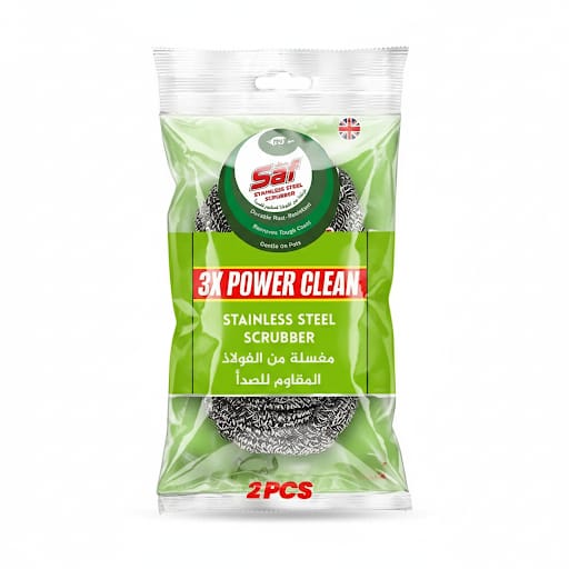 Saf Stainless Steel Spiral Scrub Sponge – Pack of 2