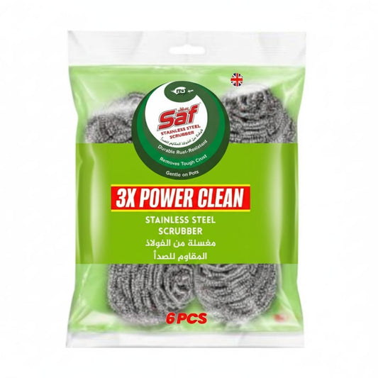 Saf Stainless Steel Spiral Scrub Sponge – Pack of 6