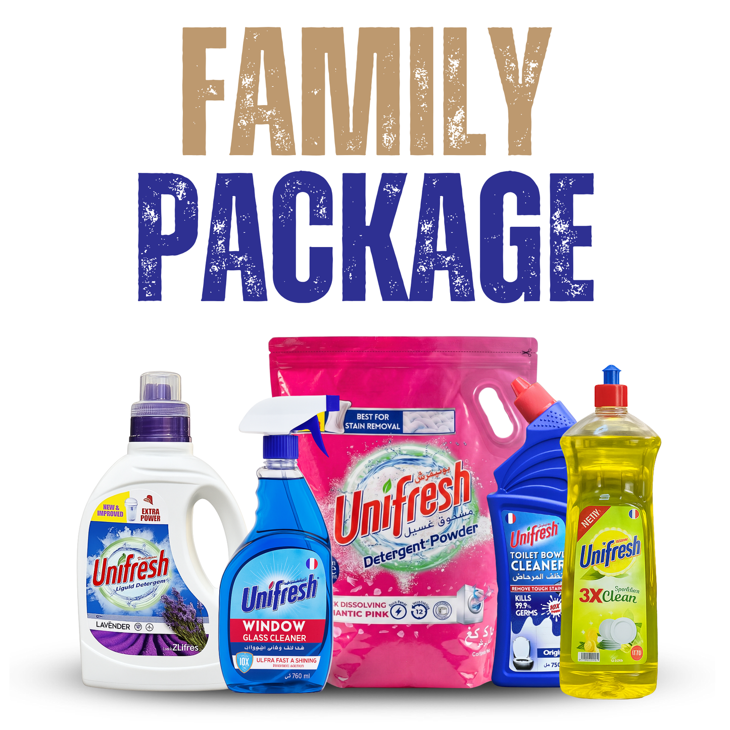 Unifresh Home Care Value Bundle – 5-in-1 Cleaning Pack for Laundry, Kitchen & Bathroom