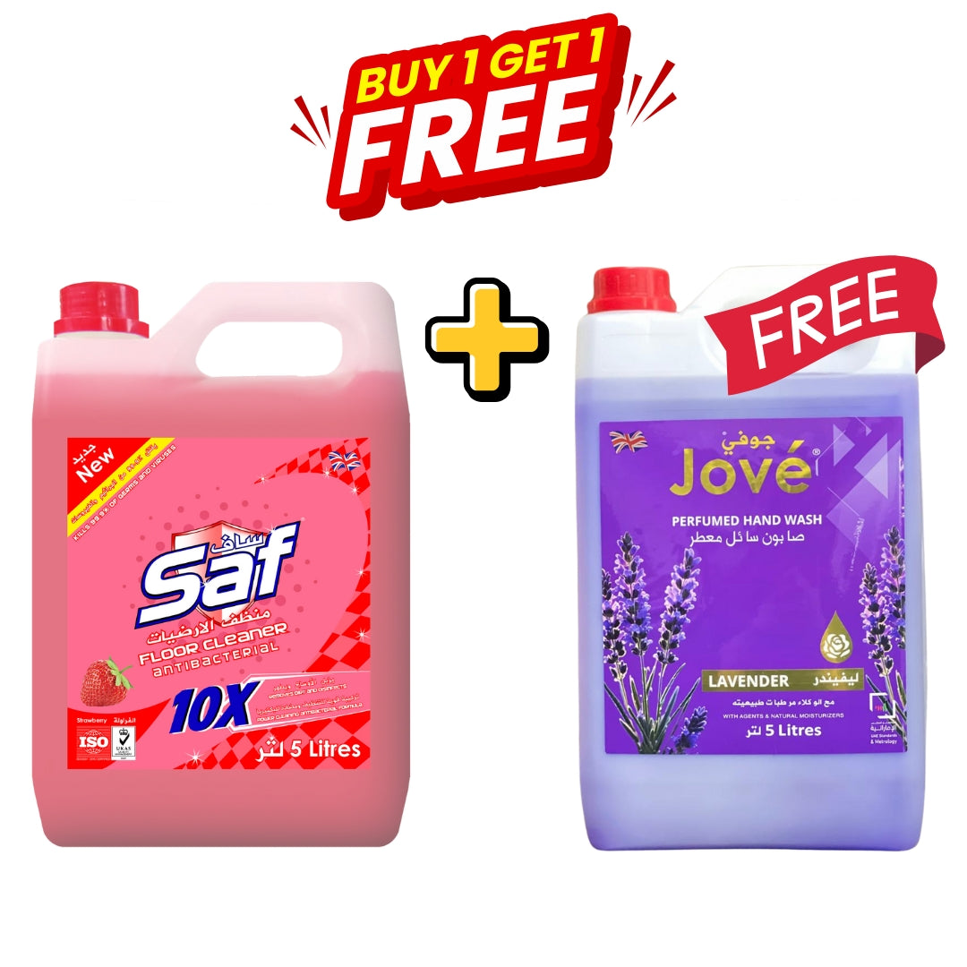 Buy 1 Get 1 FREE: Saf Floor Cleaner 5L + FREE Jove Handwash 5L