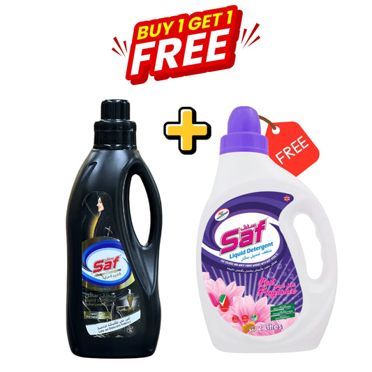 Buy 1 Get 1 FREE: Saf Abaya Shampoo 2L + FREE Saf Liquid Detergent 2L