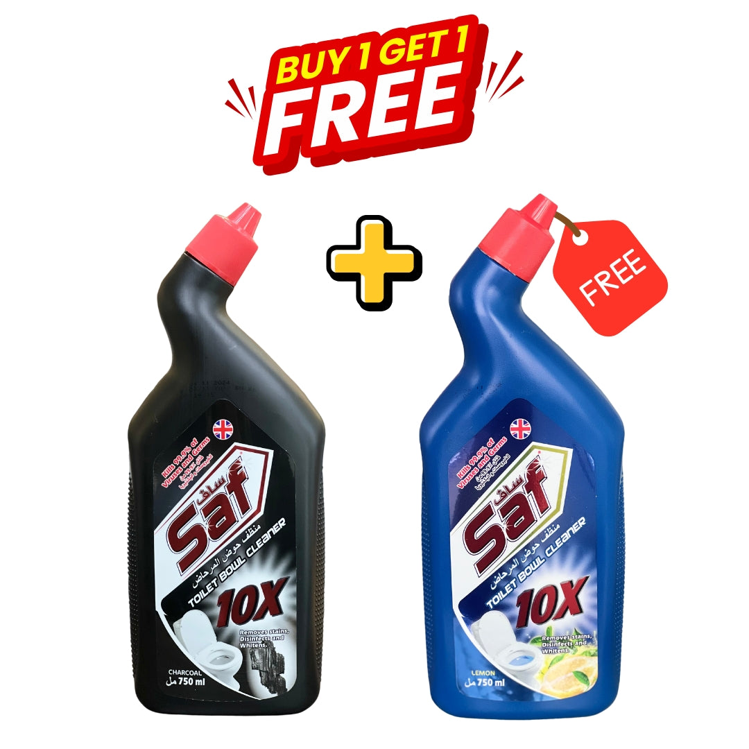 Buy 1 Get 1 FREE: Saf Toilet Bowl Cleaner Black 750ml + FREE Saf Toilet Bowl Cleaner Blue 750ml
