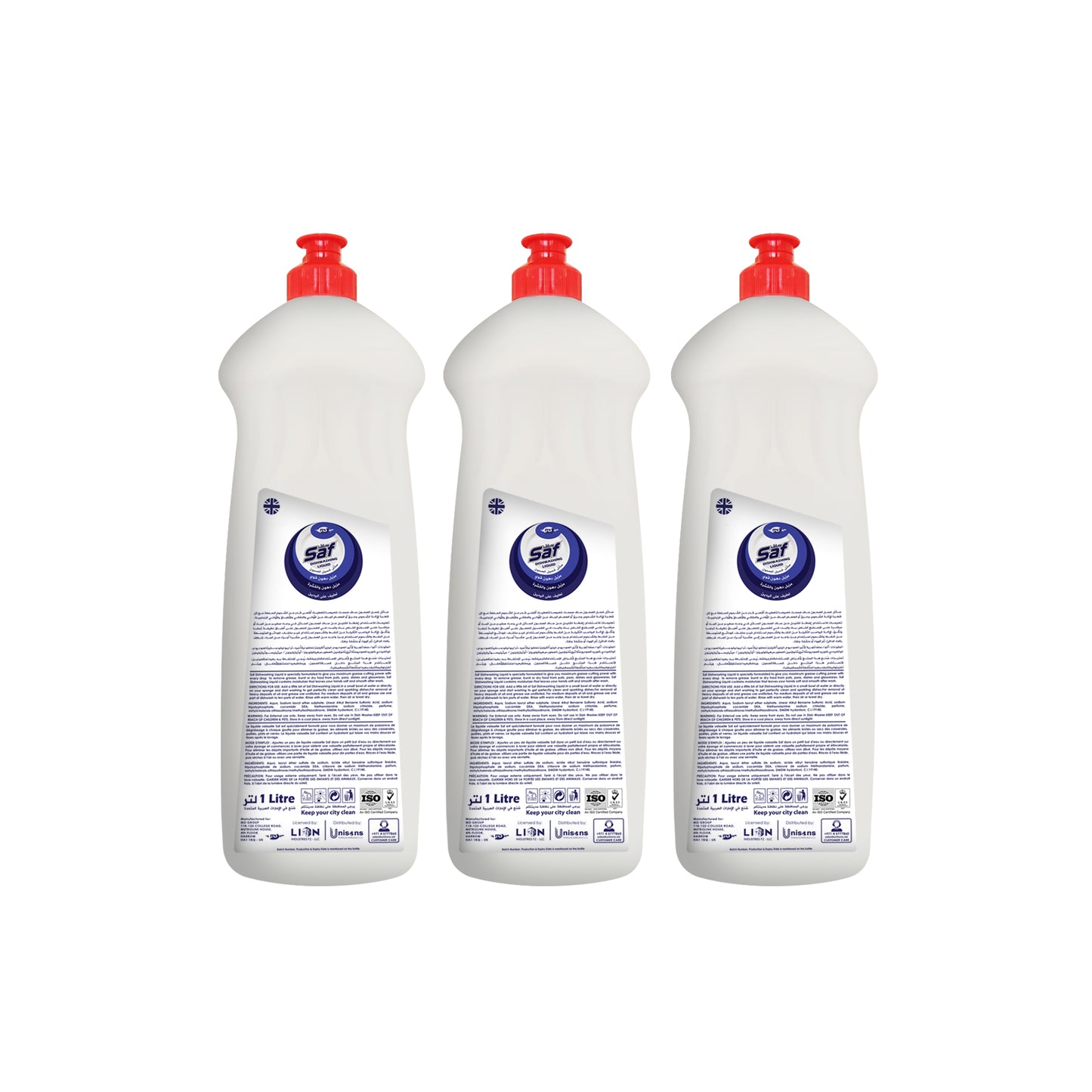 Liquide vaisselle Saf Citron SW3 (Pack de 3)