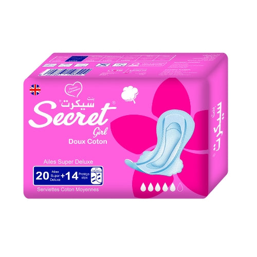 Serviettes hygiéniques Secret Plus Rose – 20 serviettes + 14 protège-slips