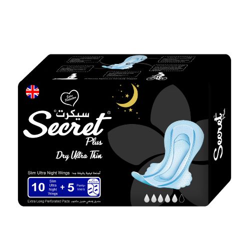 Serviettes hygiéniques Secret Plus, lot de 15 pièces, taille 330 mm, noires 
