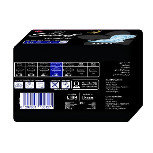 Serviettes hygiéniques Secret Plus, lot de 15 pièces, taille 330 mm, noires 