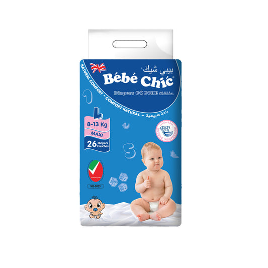 Bebe Chic Large Baby Diapers – 8-13 KG (26 Pieces)